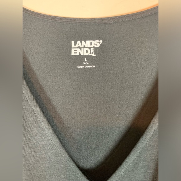 NEW Land’s End Twist Waist Midi Dress Tencel Long Sleeve black large 0157 - Picture 3 of 8